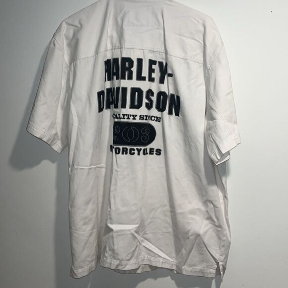 Harley-Davidson White Men's Button Up Shirt, size XL - Picture 2 of 5